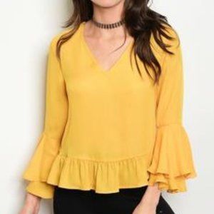 Women's Sassy Bell Ruffle Sleeve Flattering Tunic